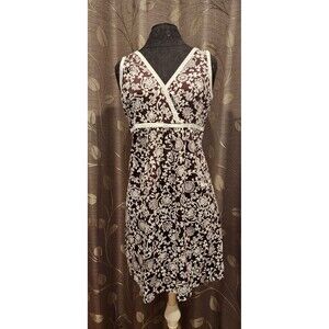 DBY Ltd  Brown  and White Floral Sleeveless V-Neck  Dress Sz 8